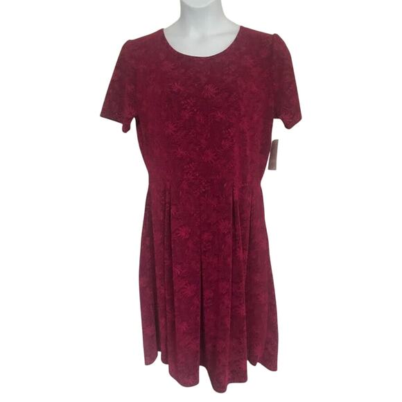 NWT Lularoe Amelia dress women’s 3XL 3X 24 26 hot pink textured floral NEW - Picture 1 of 12